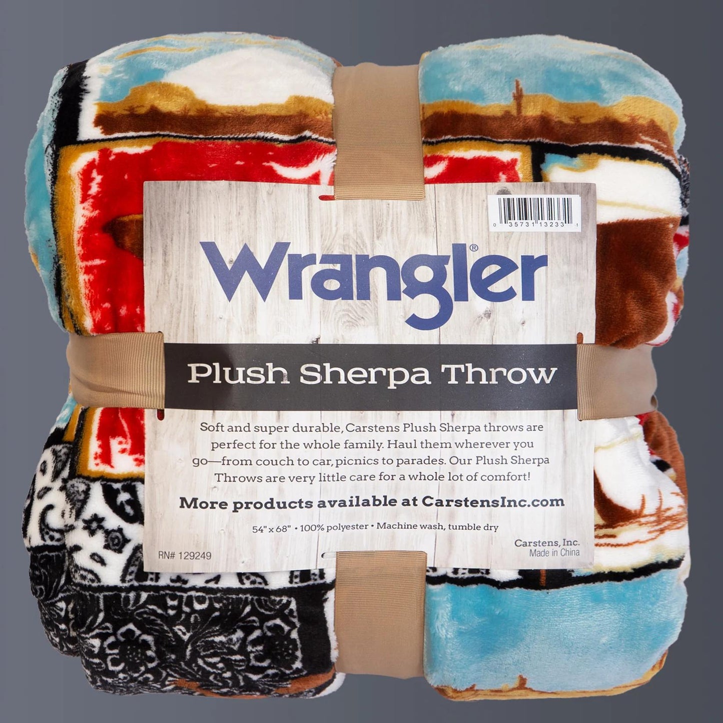 Carstens Wrangler Vintage Western Sherpa Throw Blanket - Carstens