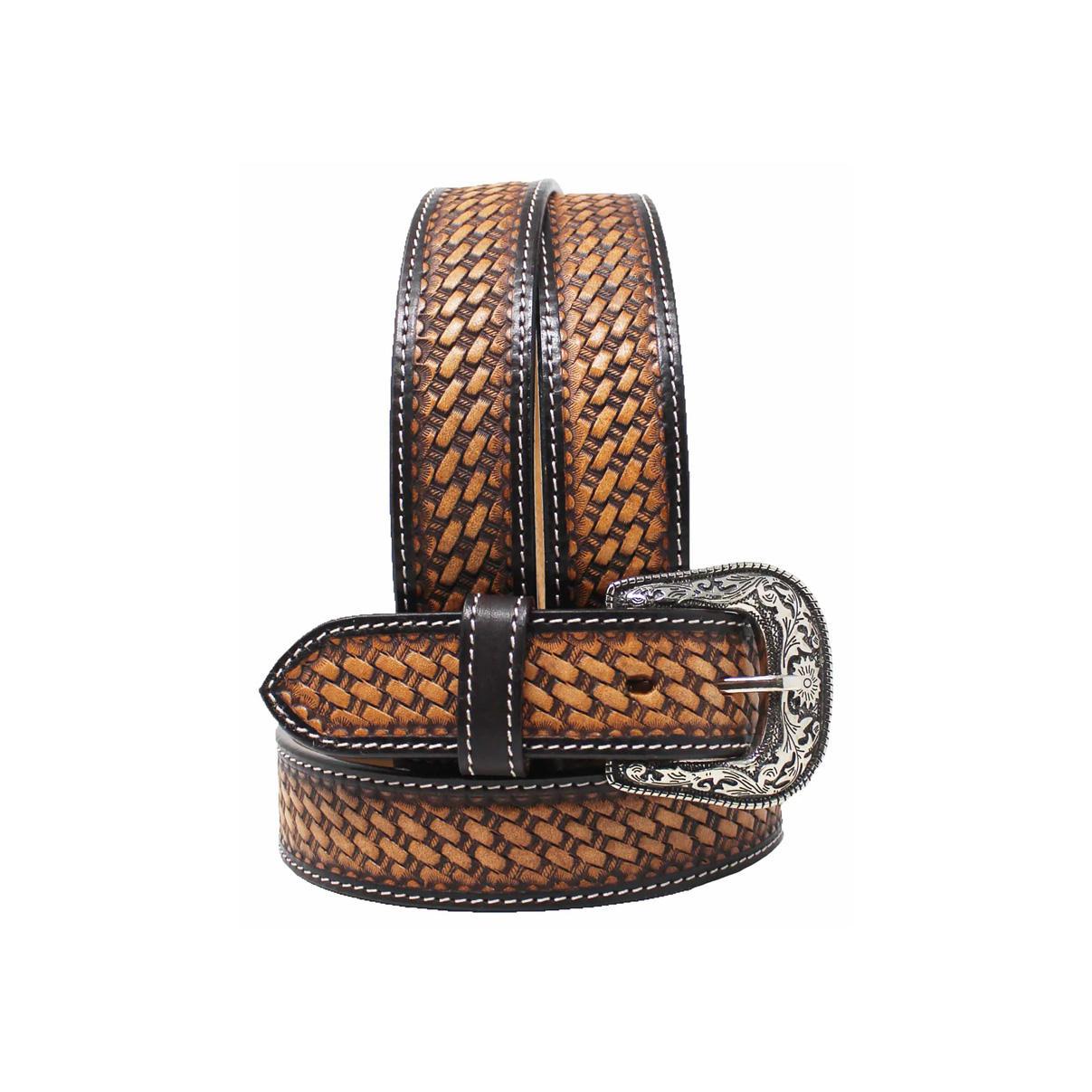 Challenger Kid's Youth Western Beaded Full-Grain Leather Belt