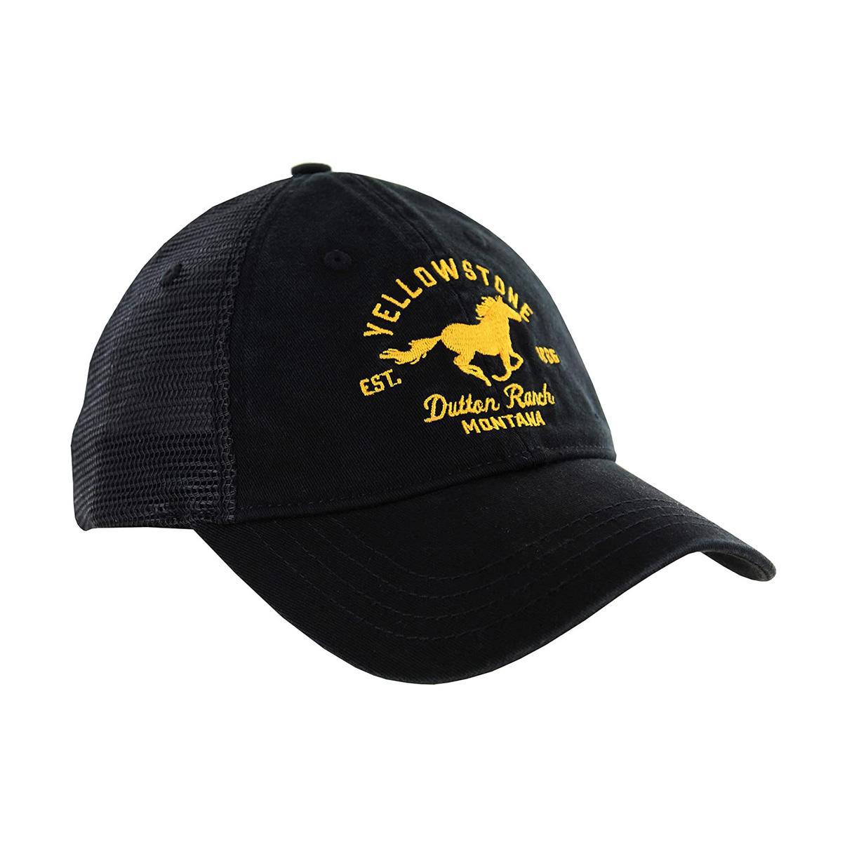 Changes Men's Yellowstone Dutton Ranch Horse Logo Trucker Hat Black 66-656-16 - Clearance