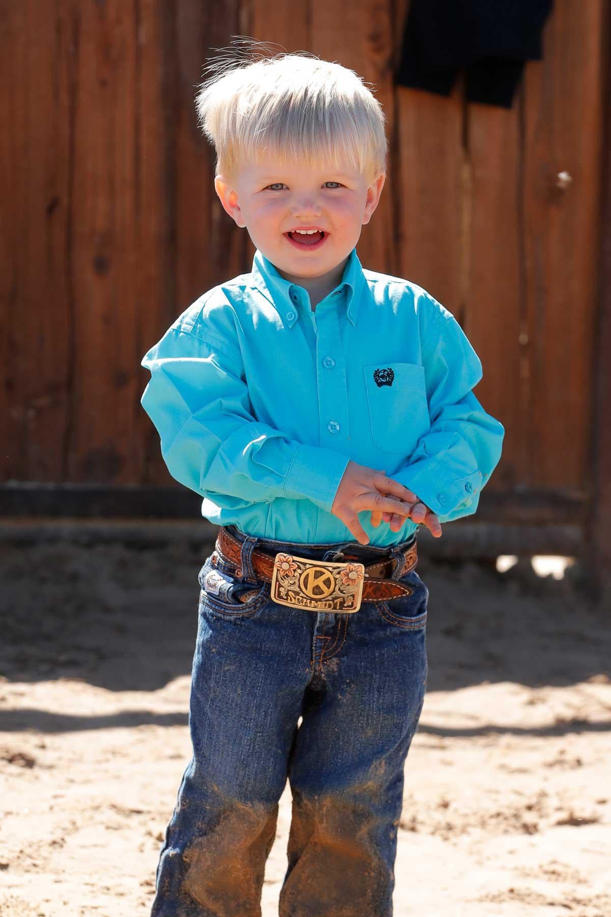 Cinch Baby Boy's Cowboy Shirt - Solid Turquoise