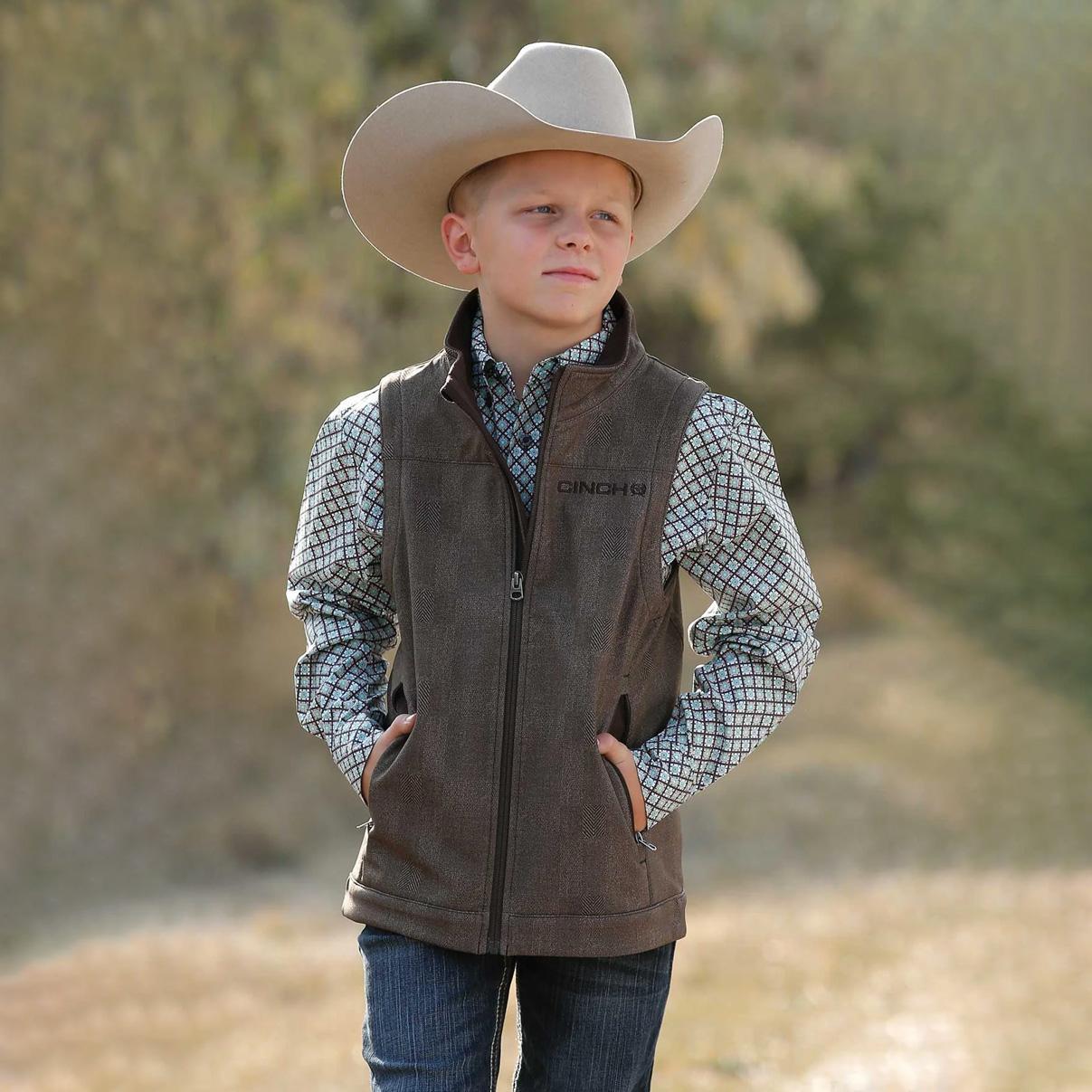 Cinch Boy's Bonded Vest Brown MWV7520004 CLEARANCE