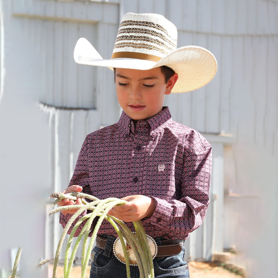 Cinch Boy's Geometric Print Button Up Western Shirt