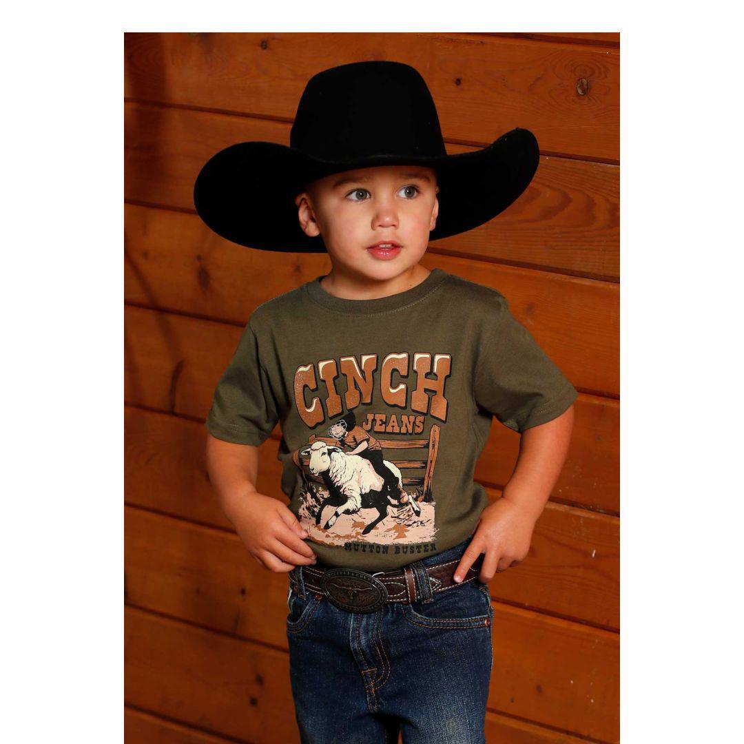 Cinch Boy's Infant/Toddler Mutton Buster Olive Green Graphic Tee Shirt - Cinch