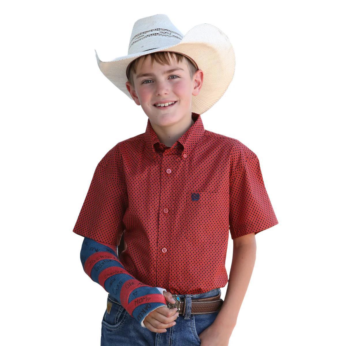 Cinch Boy's Red Dot Print Button Down Shirt