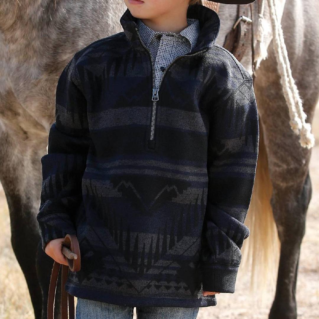 Cinch Kid's Quarter Zip Navy Pullover Sweater