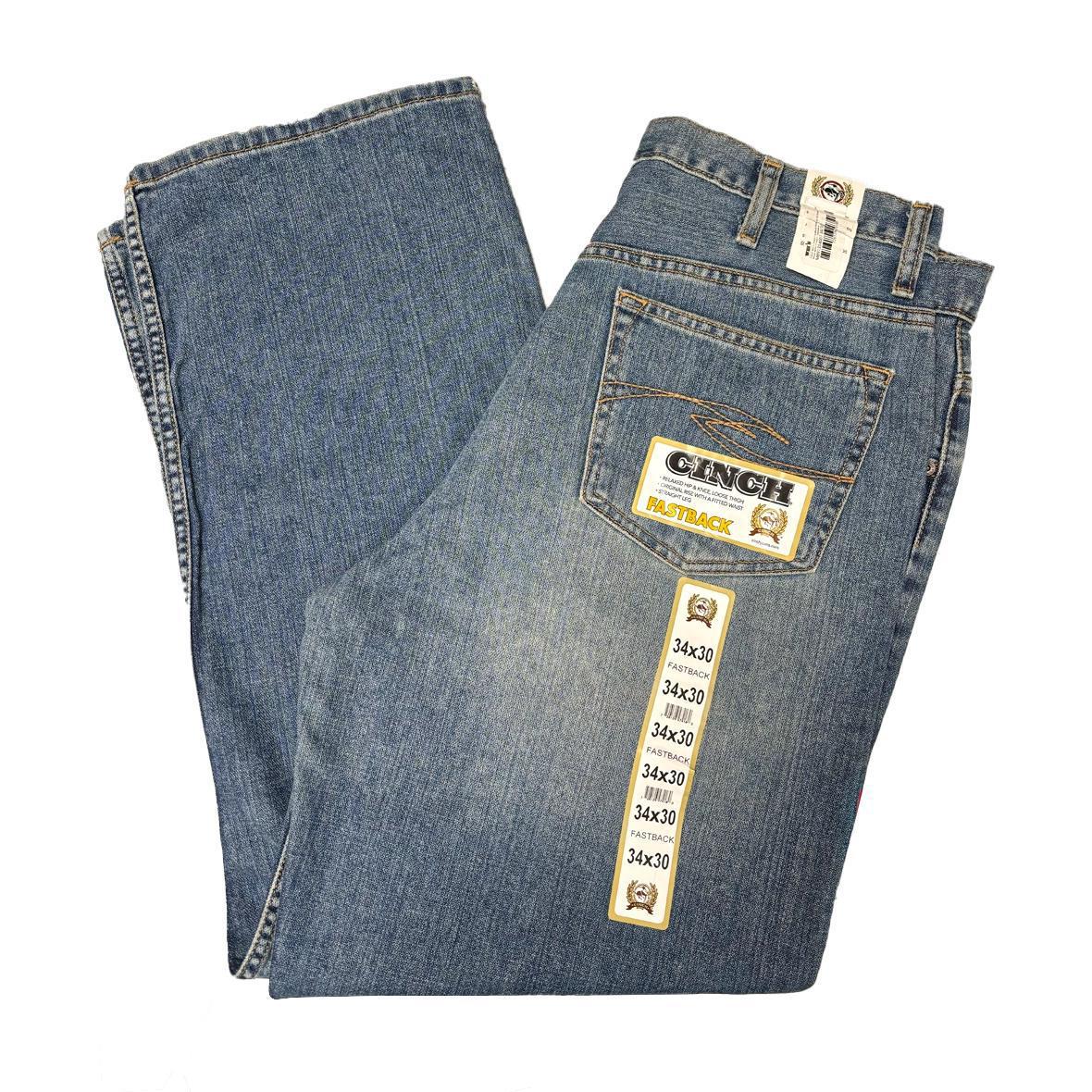 Cinch Men’s Jeans Fastback Relaxed Hip Straight Leg Light Wash MB91334007 - Clearance