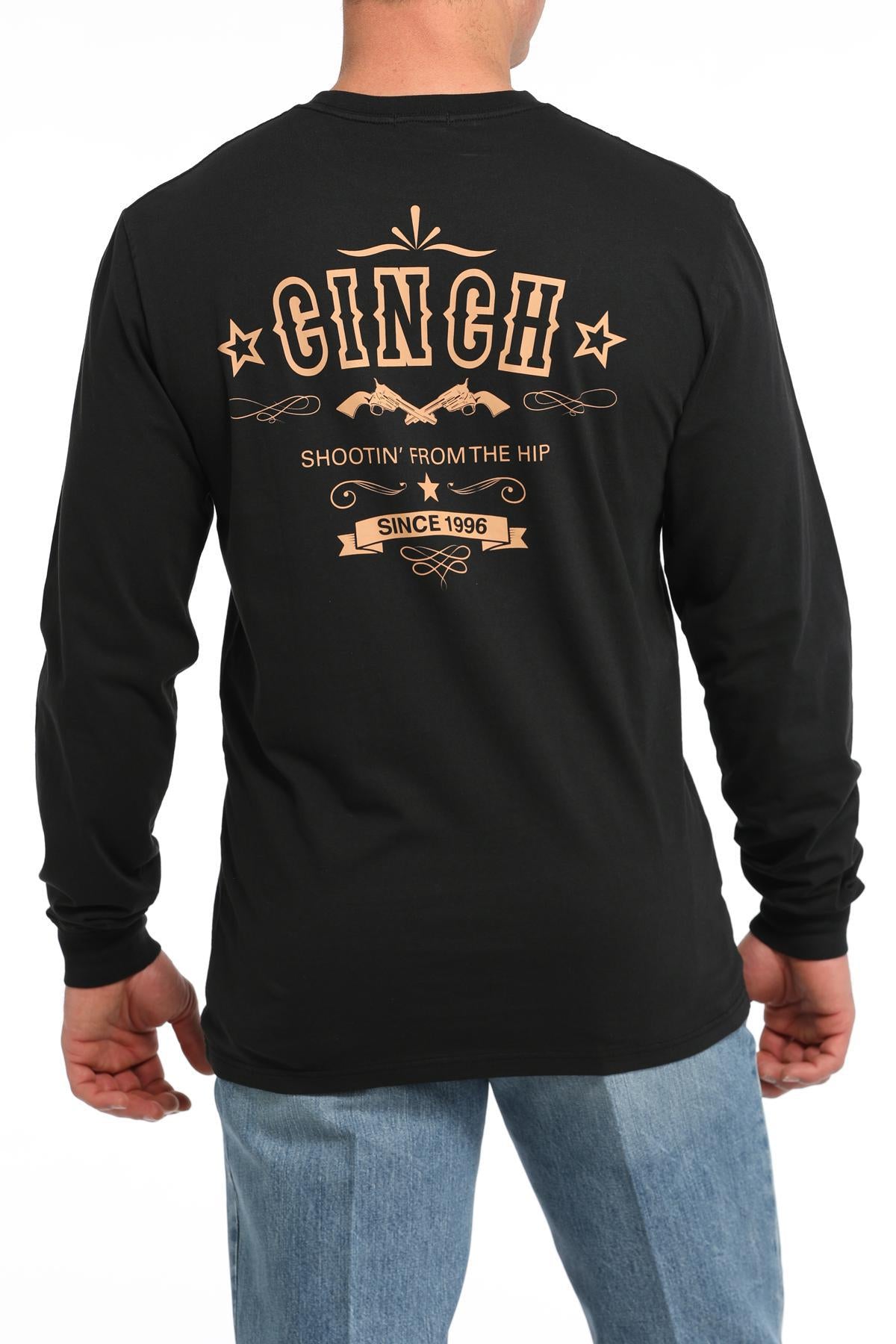 Cinch Men's Logo Black Long Sleeve Tee