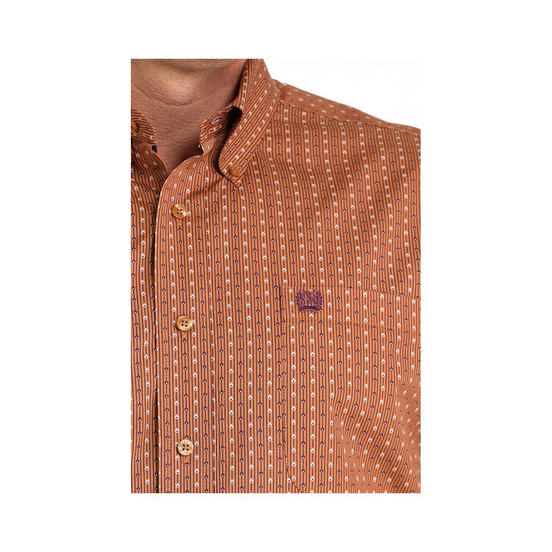Cinch Men's Long Sleeve Button Down Shirt Rust w/ Pattern - Cinch