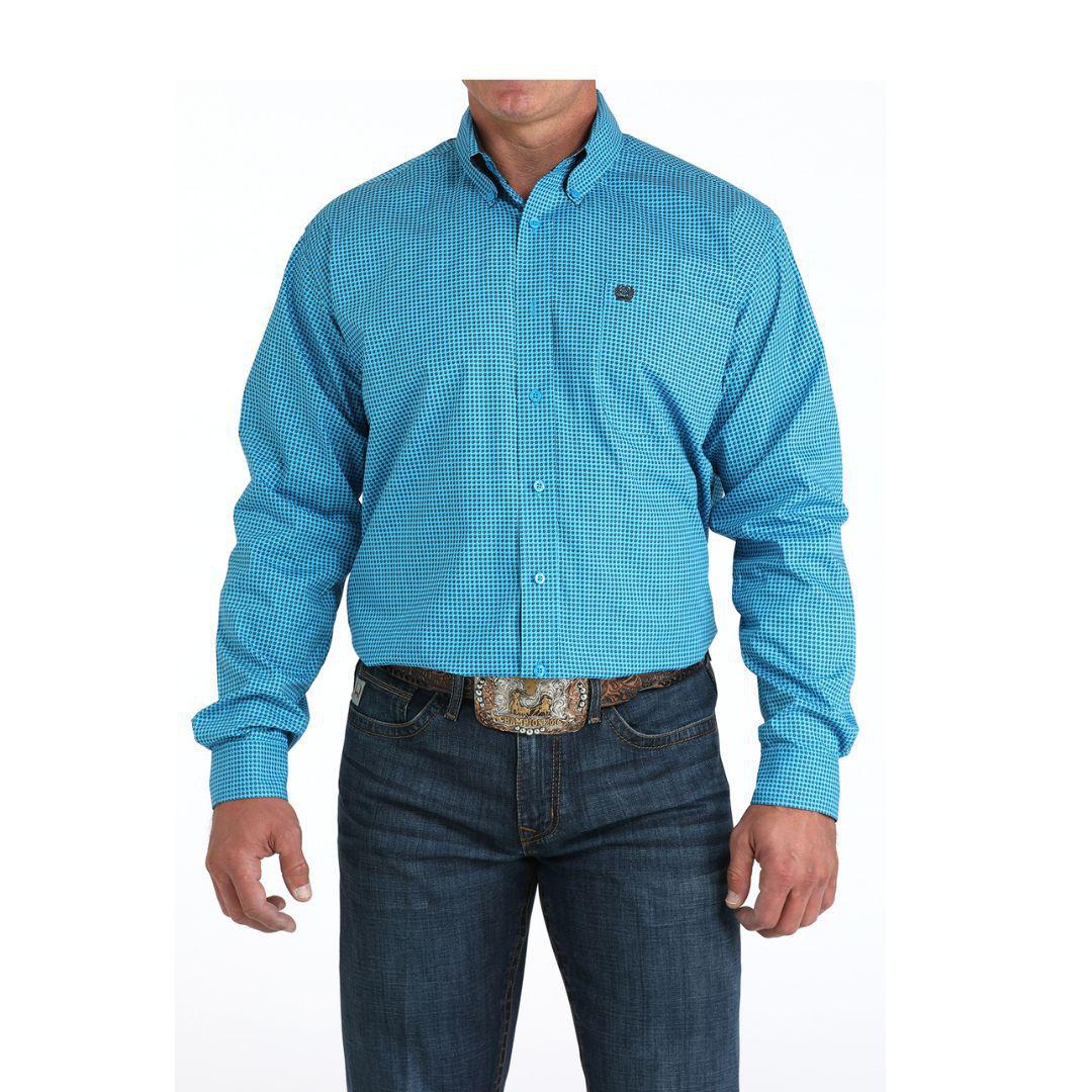 Cinch Men's Long Sleeve Button down Western Shirt - Turquoise Print weis-western-wear