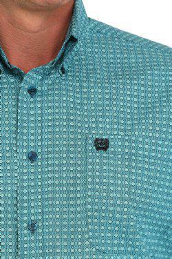 Cinch Men's Medallion Print Button-Down Western Shirt - Turquoise