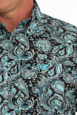 Cinch Men's Paisley Short Sleeve Button-Down Western Shirt - Black weis-western-wear