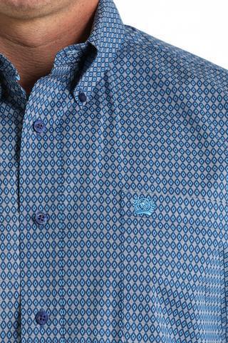 Cinch Men's Royal Blue Geometric Print Long Sleeve Button Down Shirt weis-western-wear