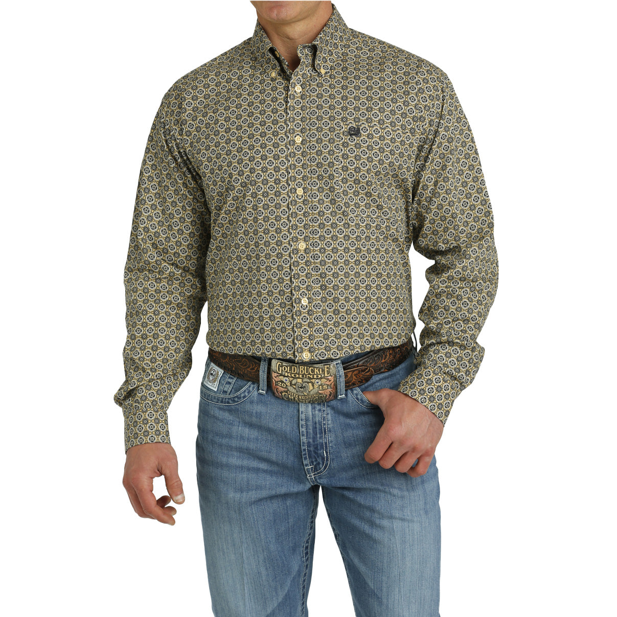 Cinch Men's Yellow Geometry Shirt