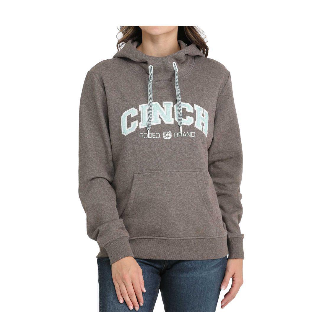 Cinch Women's Heather Brown Embroidered Logo Rodeo Brand Western Hoodie - Cinch