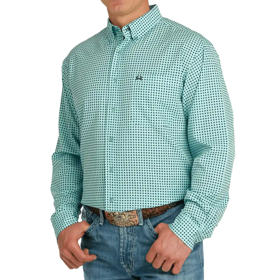 Cinch Men's ArenaFlex Turquoise Geo Print Western Long Sleeve Button Up