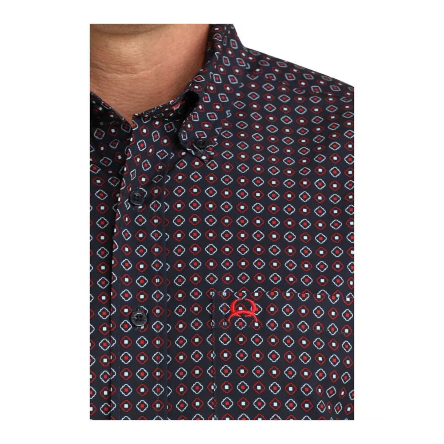 Cinch Men's Arenaflex Geometric Print Short Sleeve Button Down