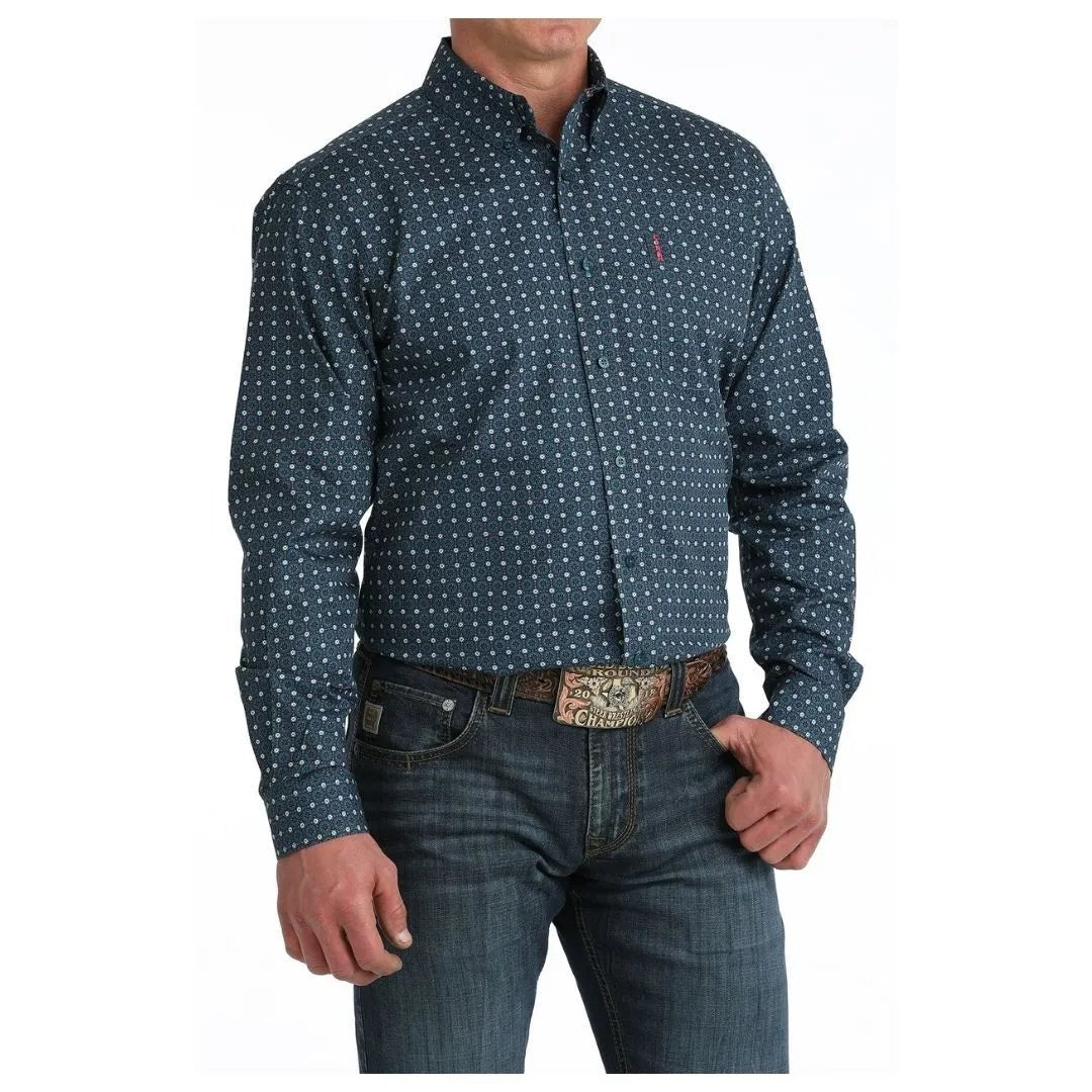 Cinch Men's Blue Modern Fit Long Sleeve Shirt - Cinch