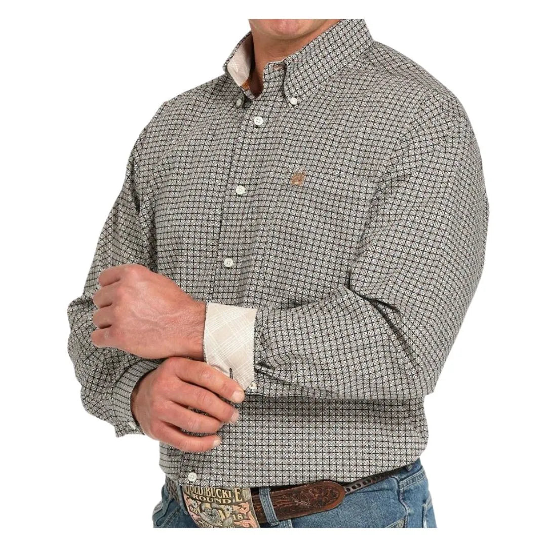Cinch Men's Geometric Print Button Up Long Sleeve Shirt