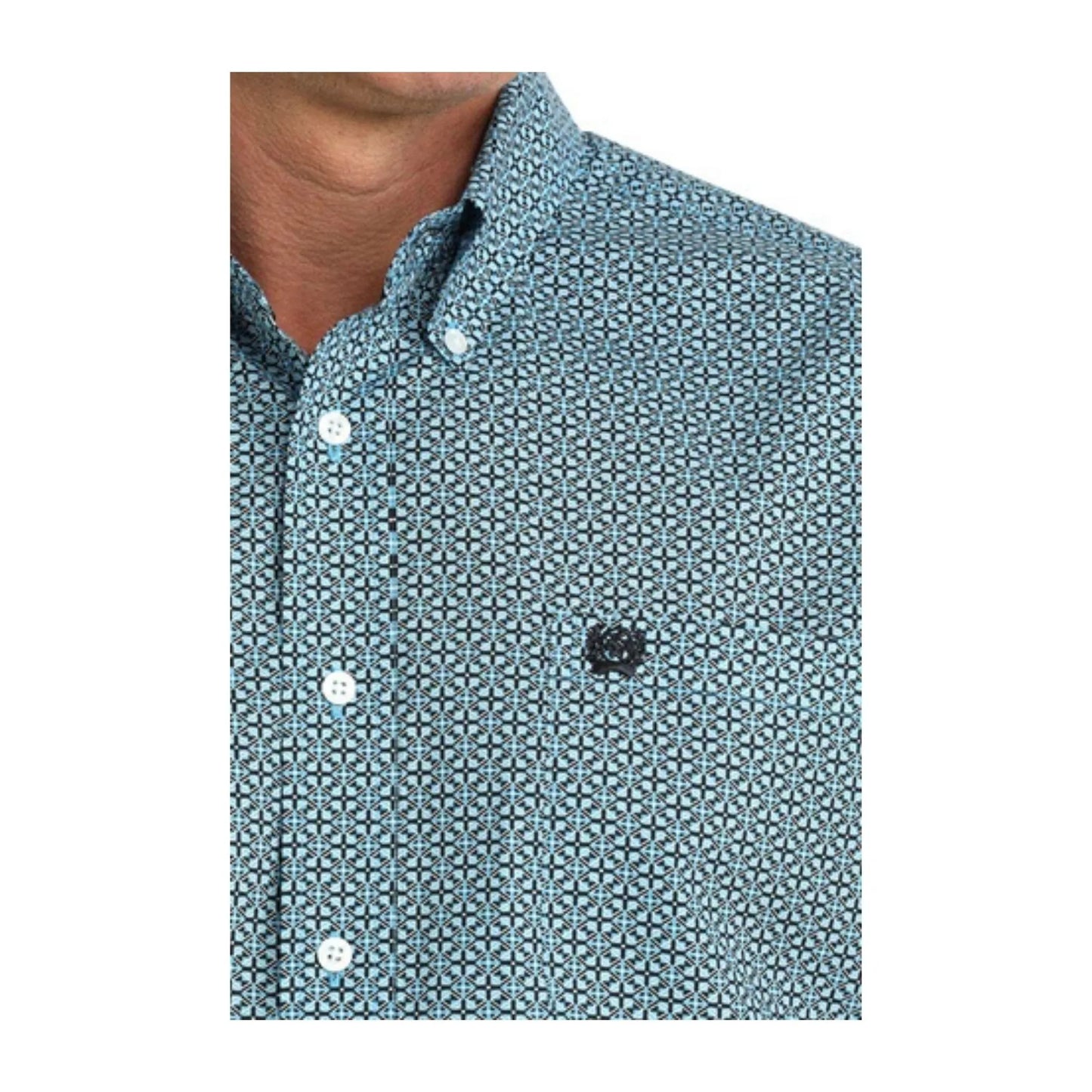 Cinch Men's Long sleeves Blue Geometric Print