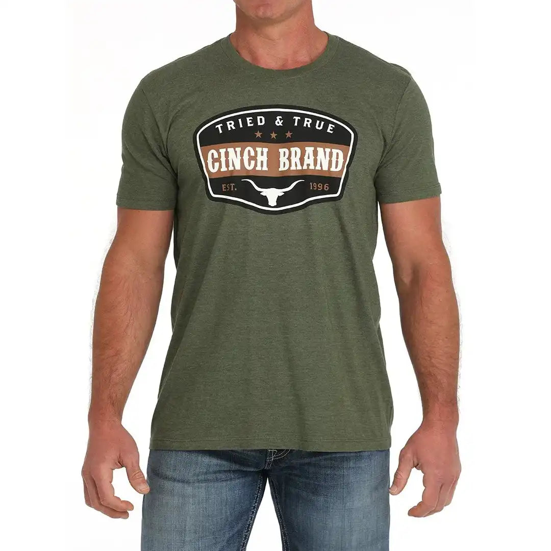 Cinch Men's Casual Logo Short Sleeve T-Shirt In Olive