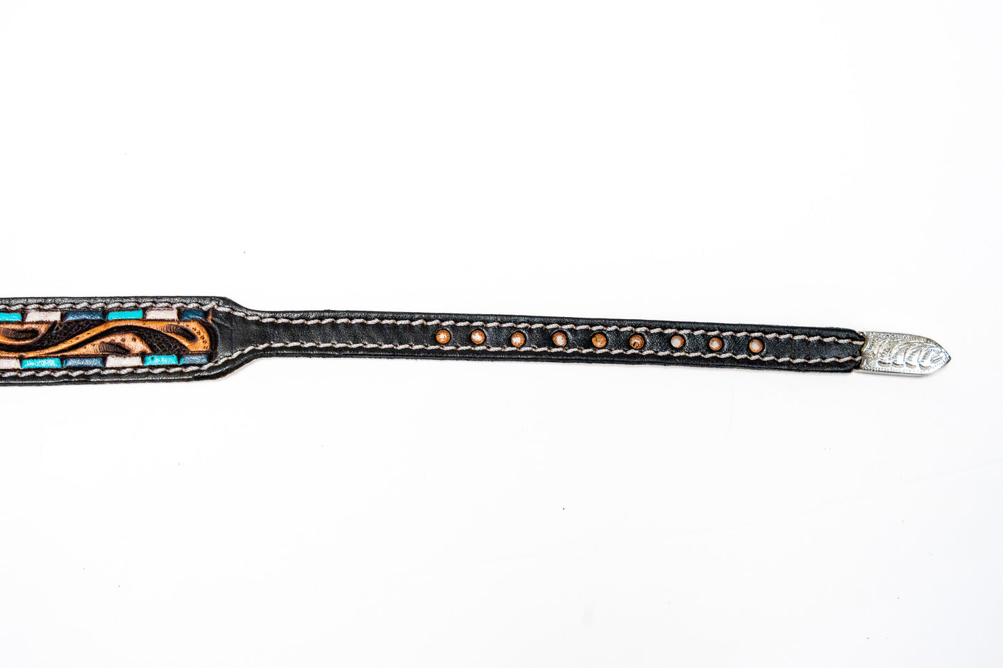 Challenger Teal Floral Tooled Leather Hat Band