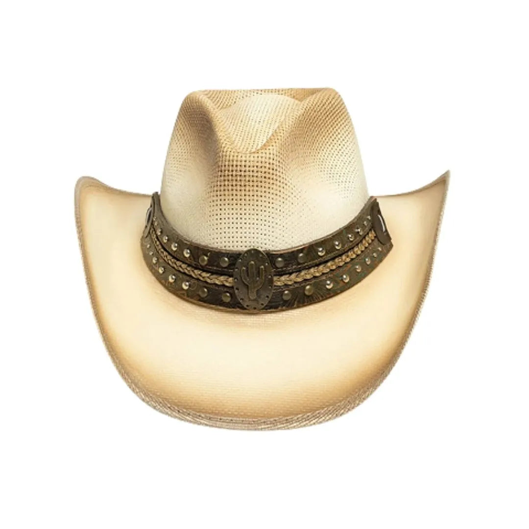 Dallas Hats Straw Western Hat With A Cactus Detailed Hat Band
