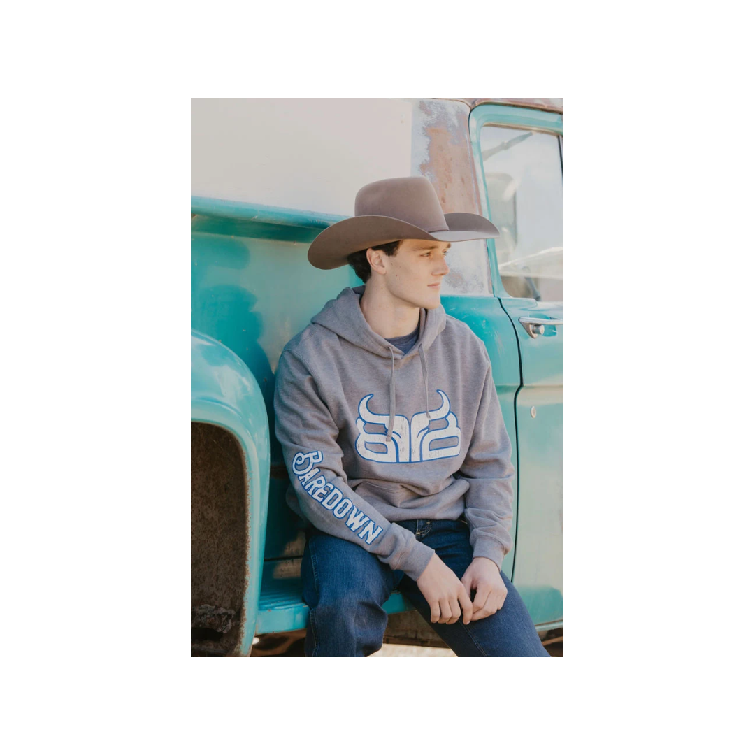 Baredown Cowpoke Distressed Grey & White Hoodie
