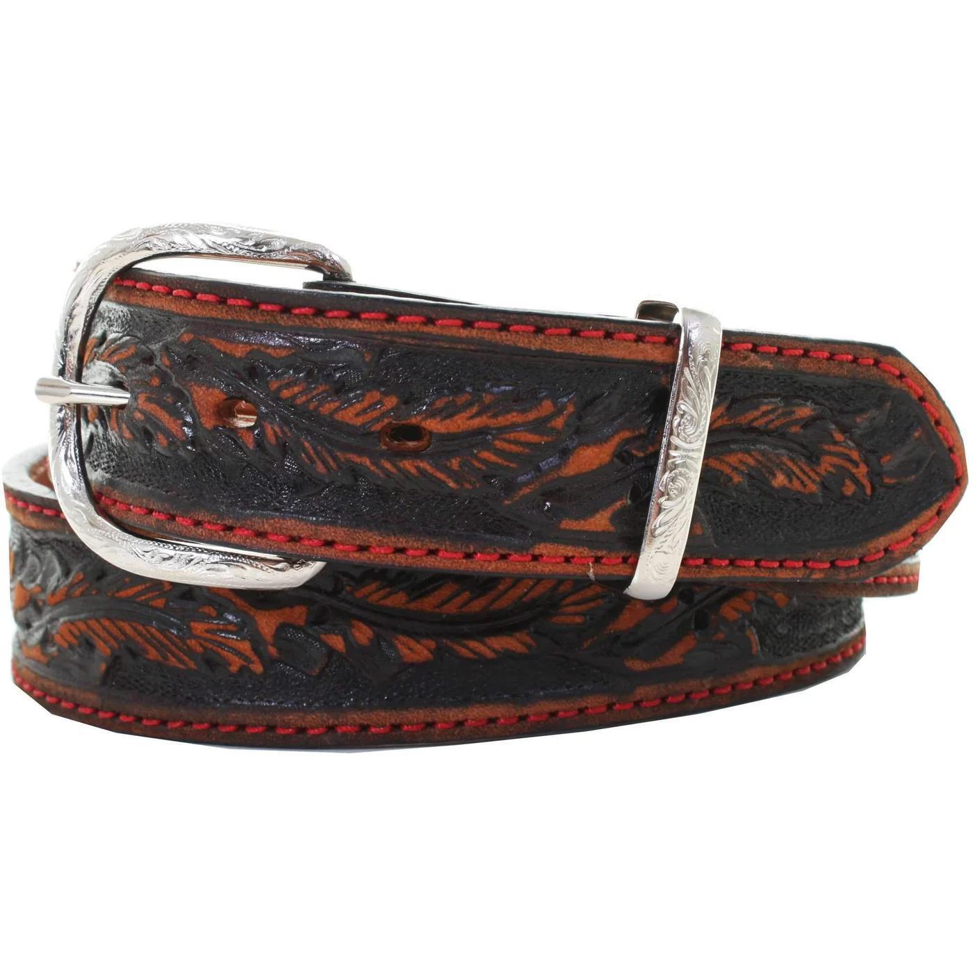 Double J Saddlery Black Vintage Tooled Belt