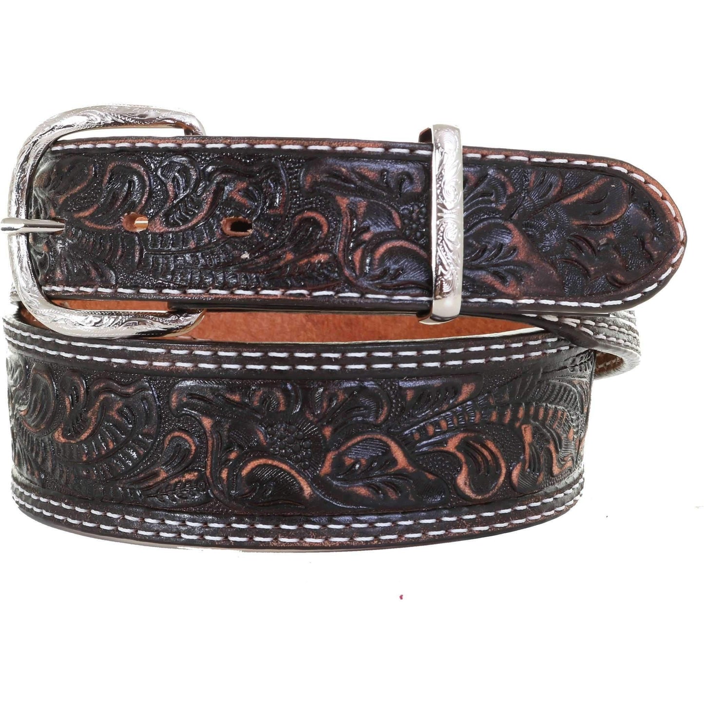 Double J Saddlery Brown Vintage Tooled Belt