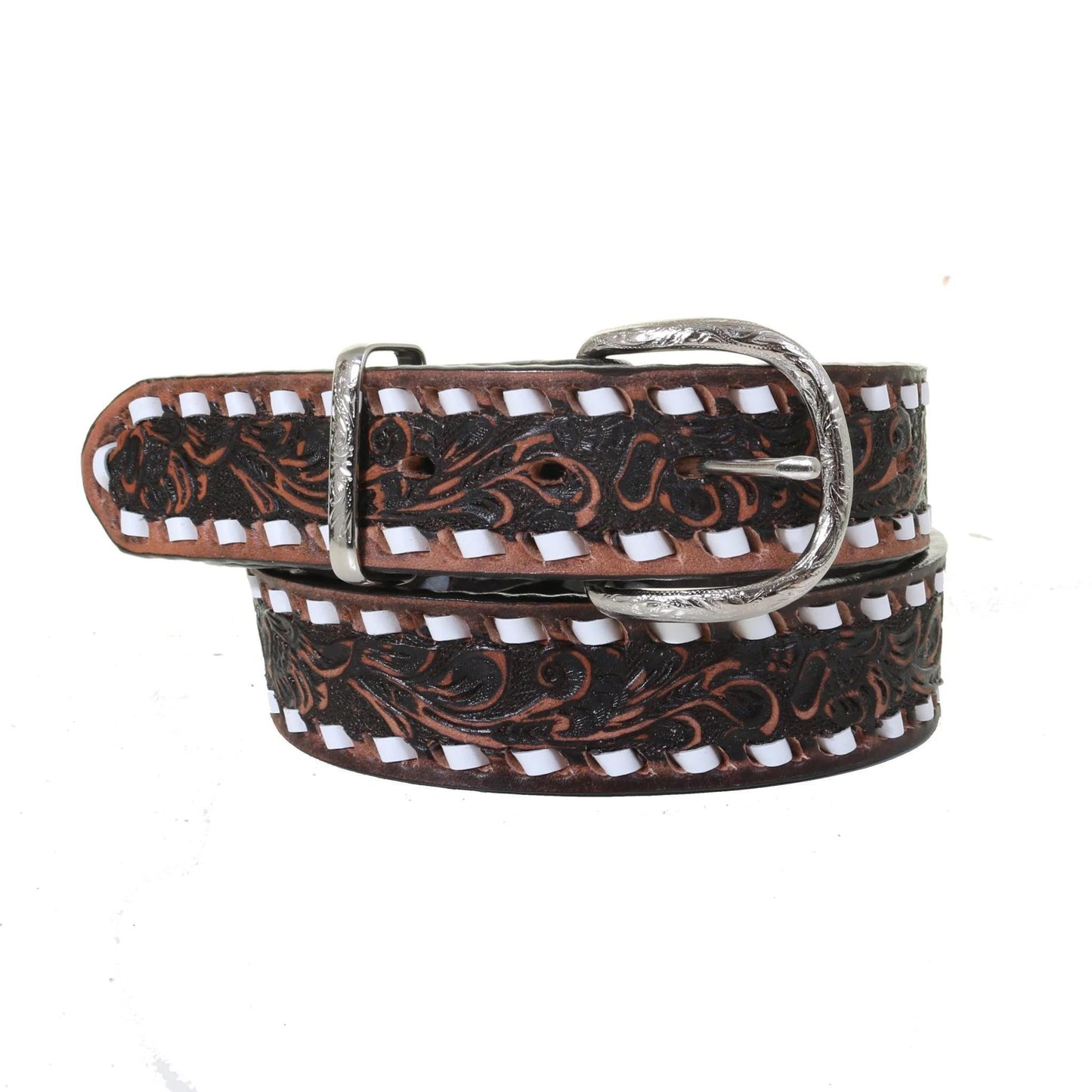 Double J Saddlery Brown Vintage Tooled Belt