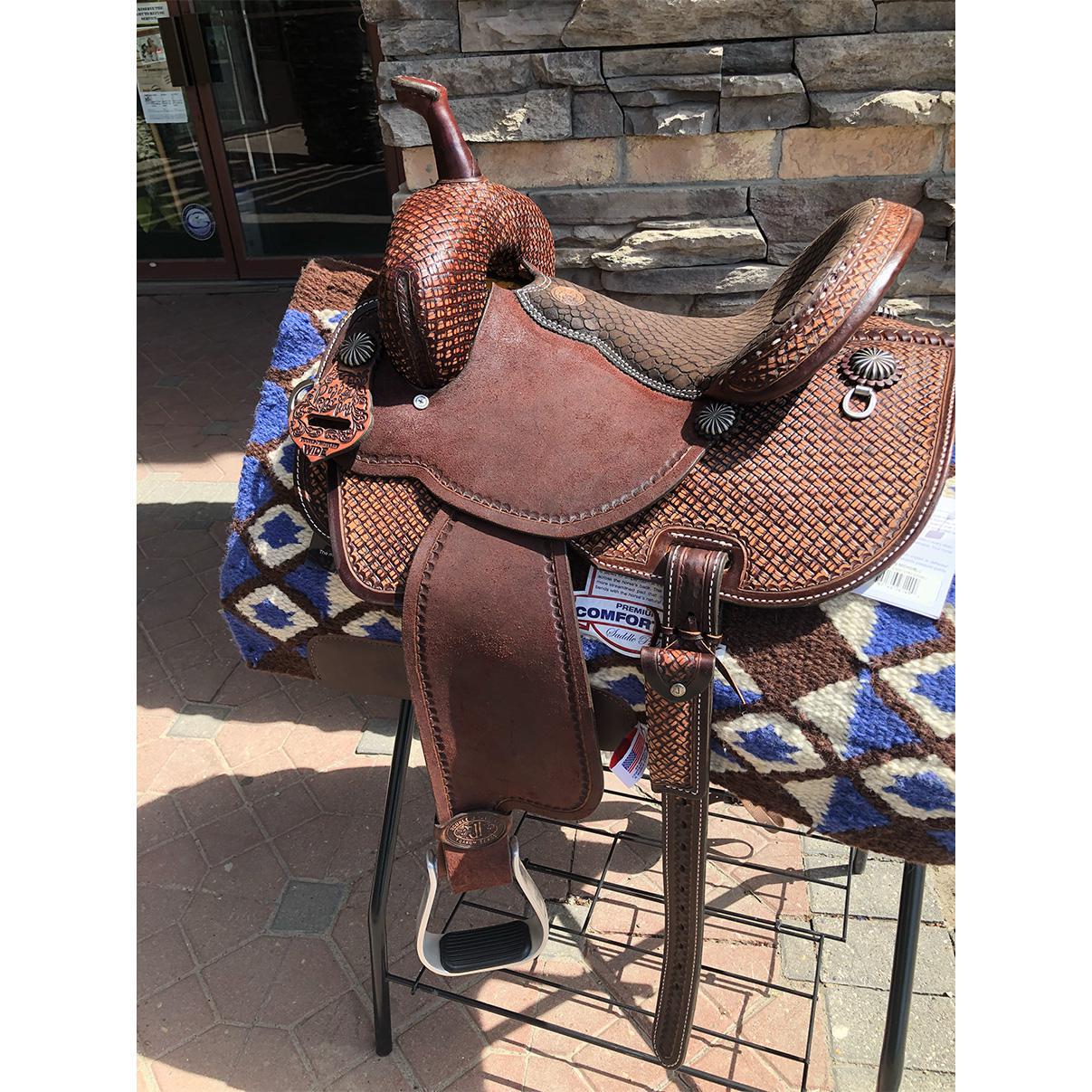 Double J Saddlery Pozzi Pro Barrel Racing Saddle 13.5 Wide Tree SBP631