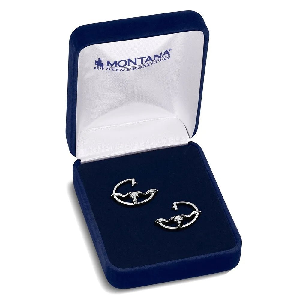 Montana Sliversmiths Western Silhouette Longhorn Earrings - Montana Silversmiths
