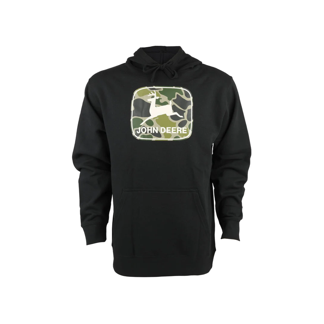 John Deere Men's Black Hoodie w/ Camo Logo weis-western-wear