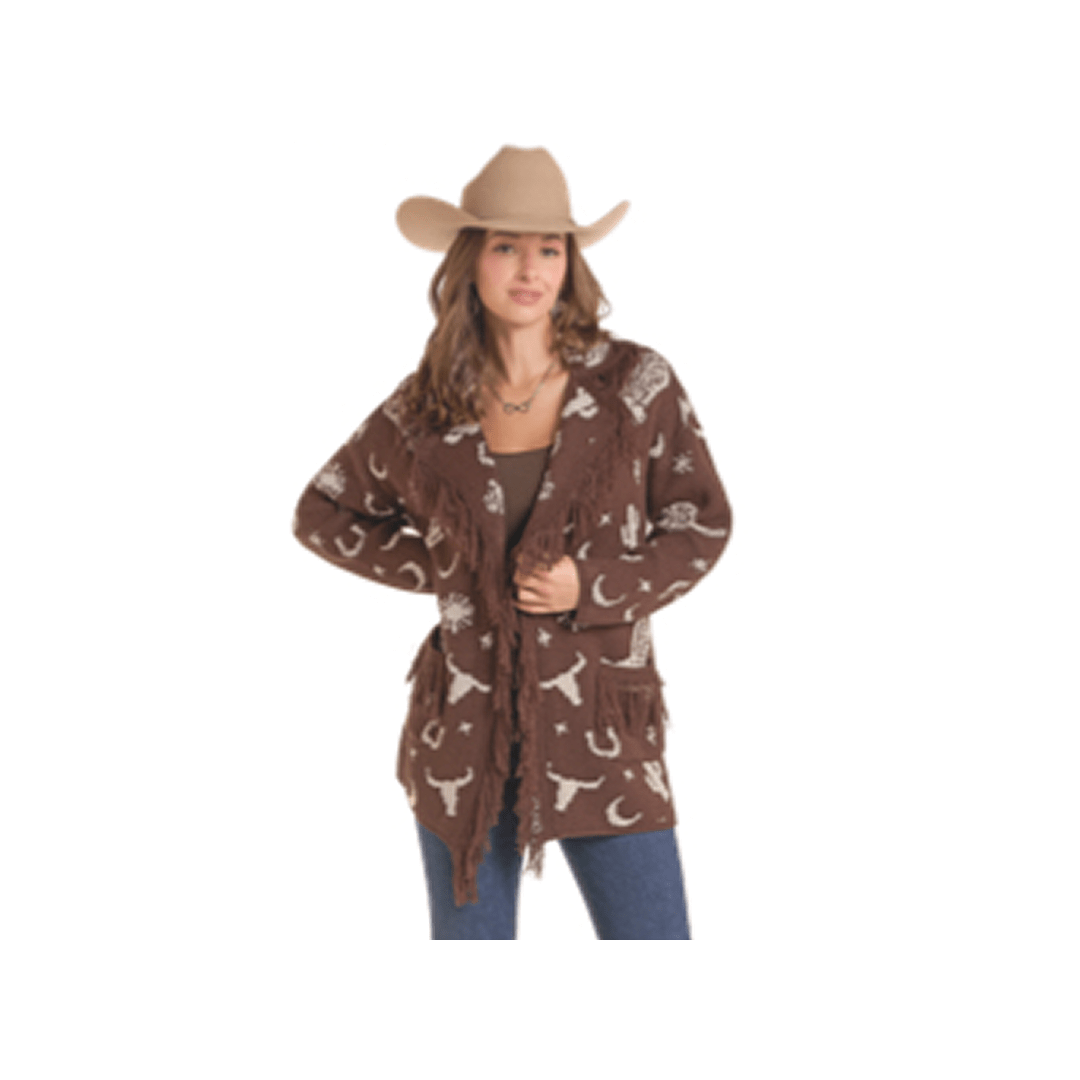 Rock & Roll Denim Women's Western Fringed Cardigan - Rock & Roll Denim