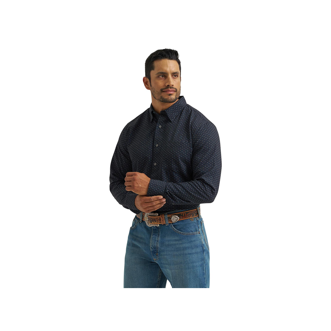 Wrangler Men's Cody Johnson Long Sleeve Black Button Down Performance Shirt