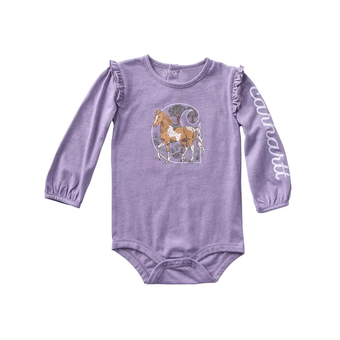 Carhartt Infant Long Sleeve Ruffled Horse Graphic Onesie