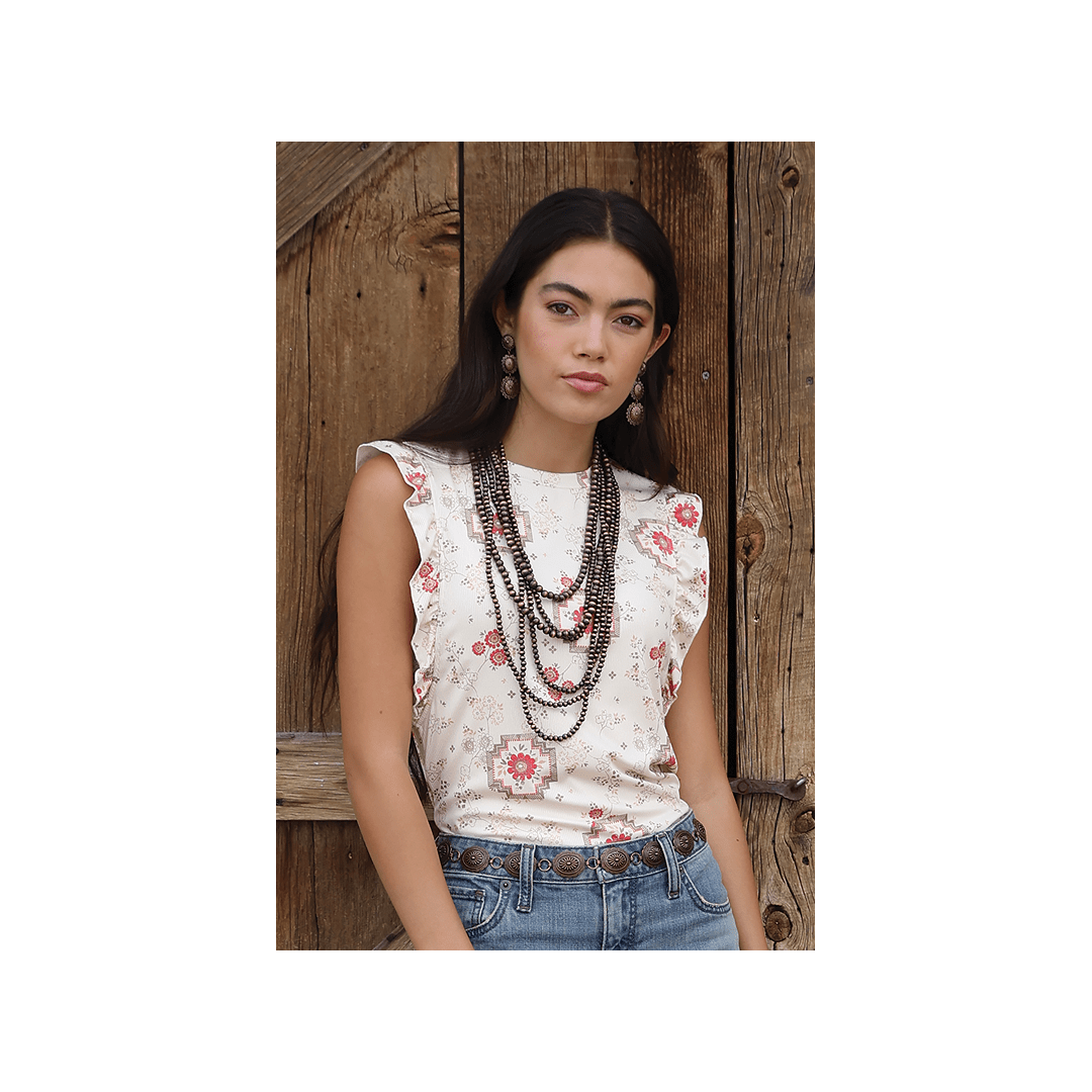 Cinch Women's Ruffled Floral Tank Top - Cinch