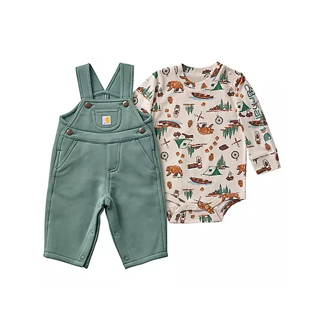 Carhartt Infant Long Sleeve Onesie And Fleece Overall Set