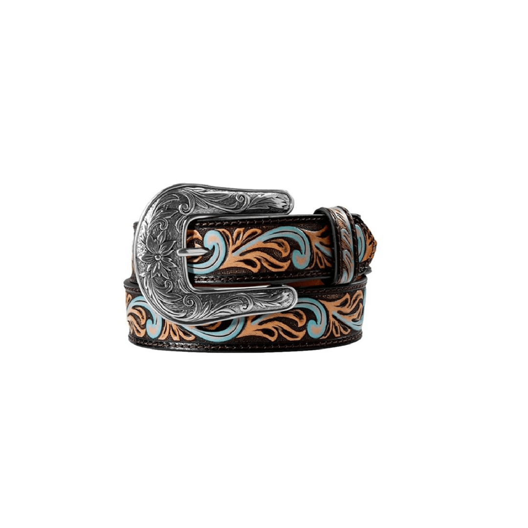 Angel Ranch Girl's 1 1/4" Embossed Floral Belt - Angel Ranch