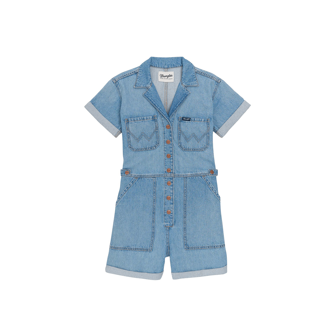 Wrangler Women's Wrangler Retro Punchy Denim Snap Romper Light Denim - Wrangler