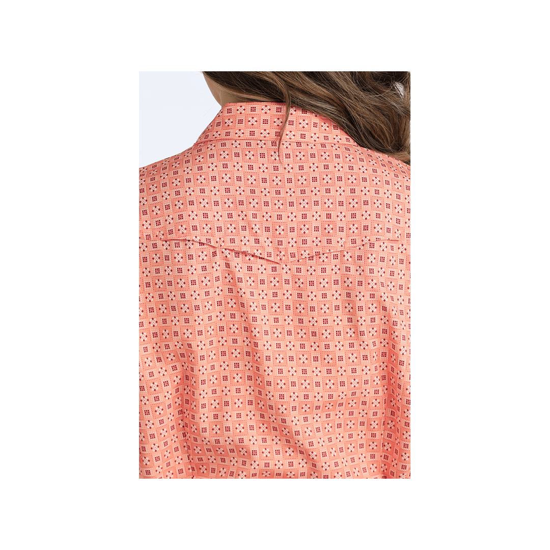 Cinch Women's Arenaflex Coral Geometric Print Long Sleeve Snap Western Shirt - Cinch