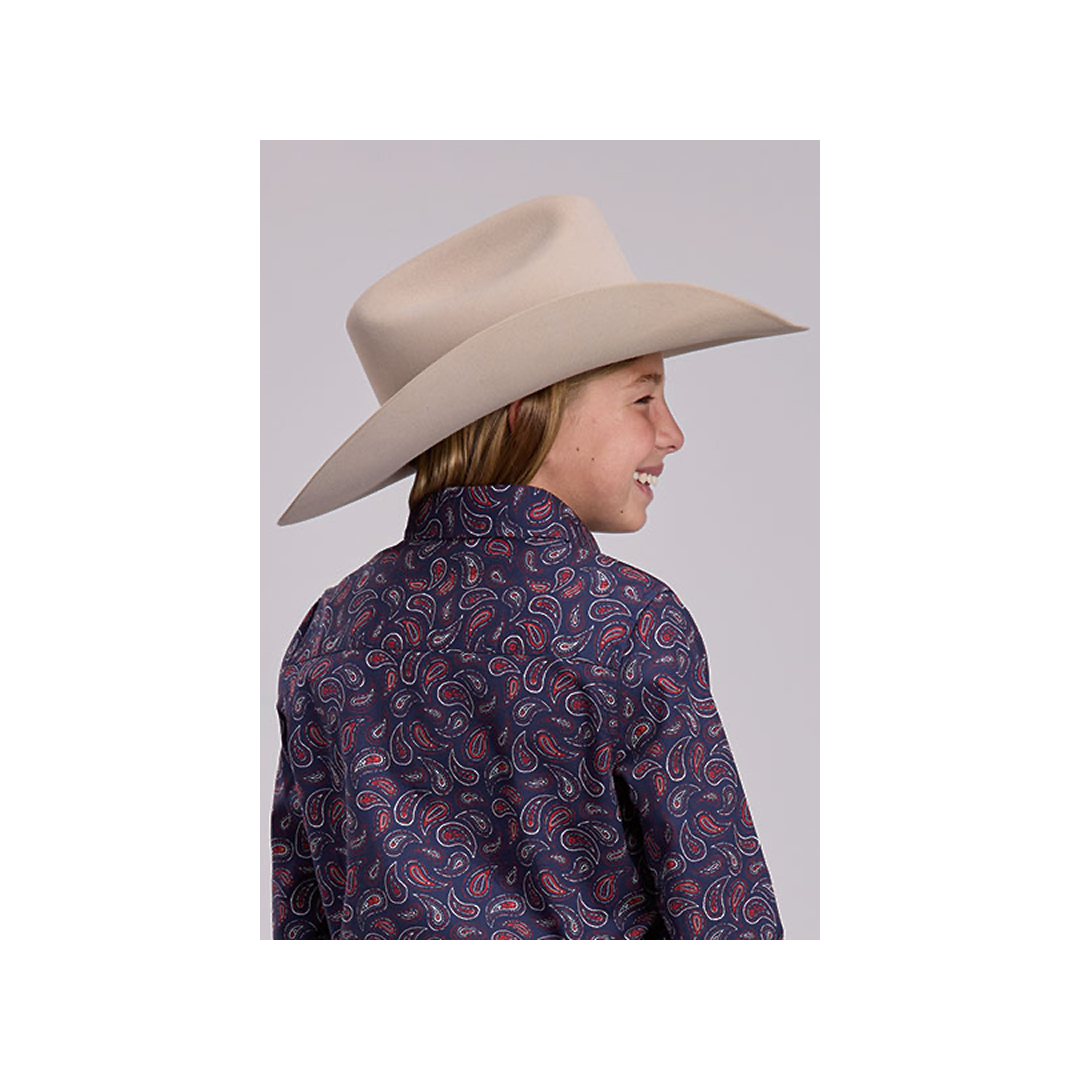 Roper Girl's Red And Blue Paisley Long Sleeve Snap Western Shirt weis-western-wear