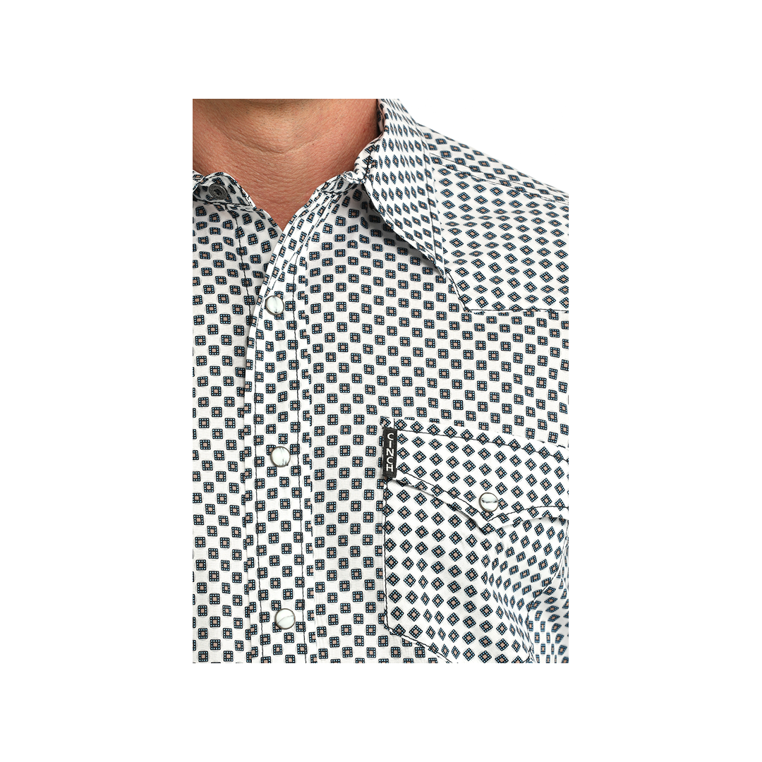 Cinch Men's White Geometric Print Long Sleeve Button Down Western Shirt weis-western-wear