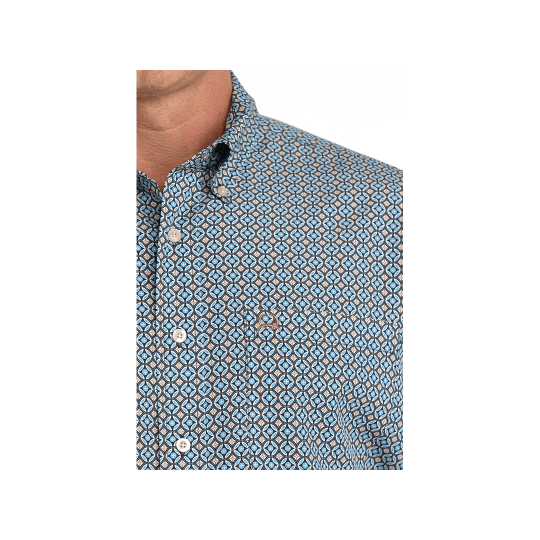 Cinch Men's Arenaflex Geometric Print Short Sleeve Button Down Western Shirt - Cinch