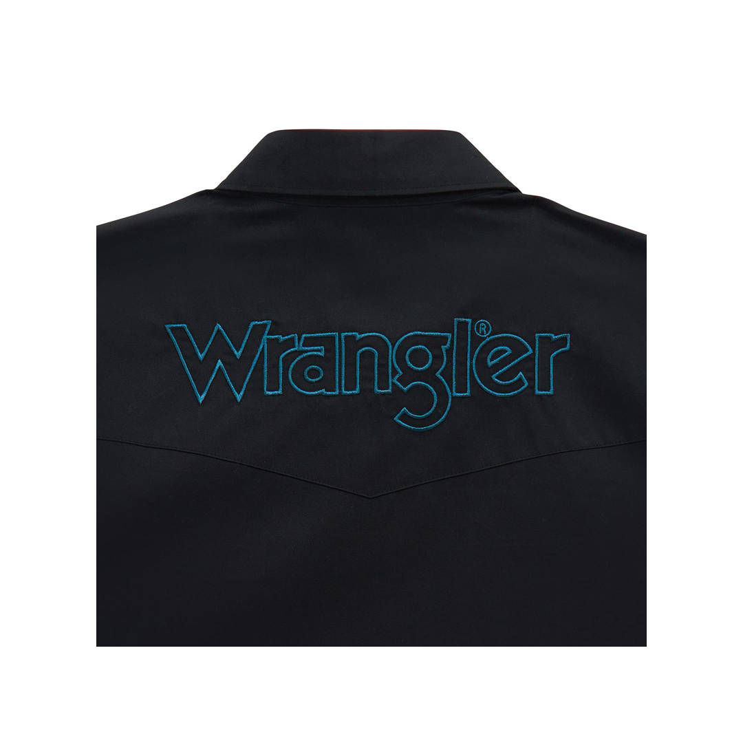 Wrangler Men's Long Sleeve Black Logo Western Shirt