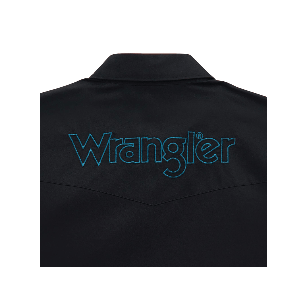Wrangler Men's Long Sleeve Black Logo Western Shirt - Wrangler