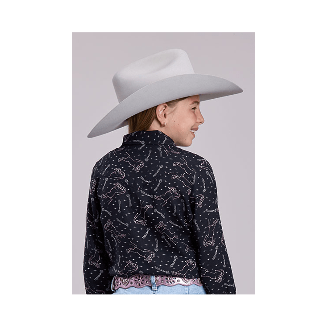 Roper Girl's Long Sleeve Button Up Shirt Printed Constellation - Roper