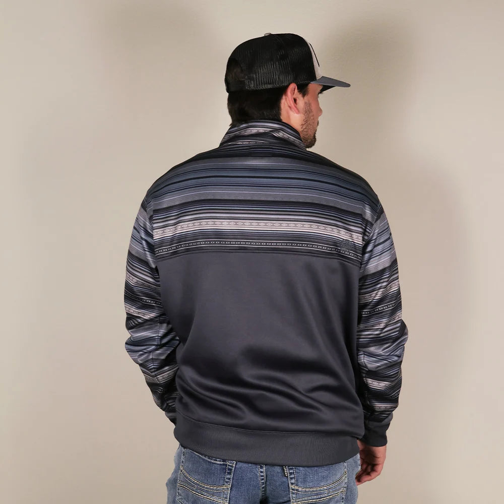 Hooey Men's Legendary Polar Fleece Pullover Stripe/Navy