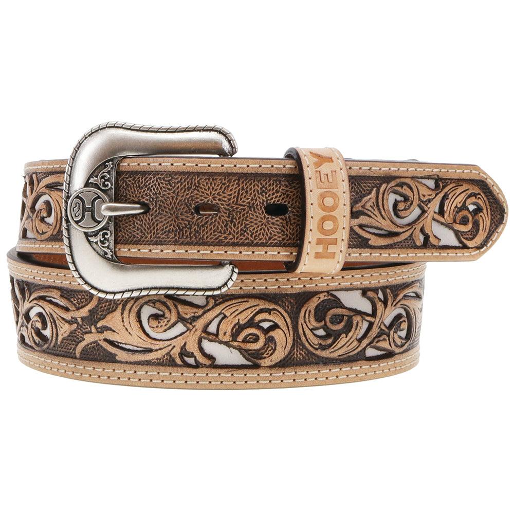 Hooey "Top Notch" Hand Tooled Hooey Belt Natural / Ivory - Hooey