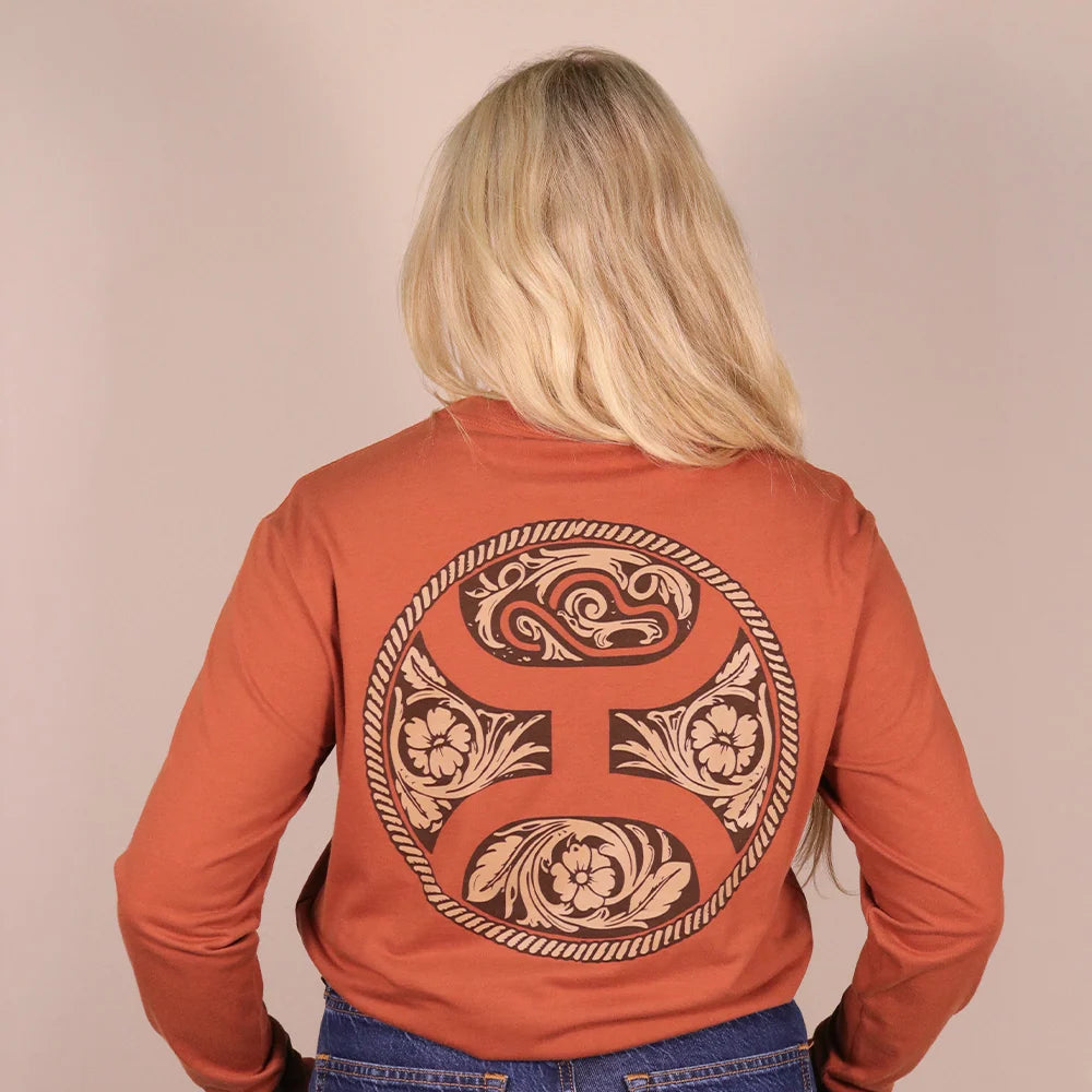 Hooey Women's Concho Long Sleeve T-shirt Rust